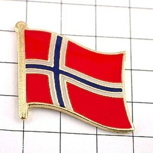 ピンバッジ◆ノルウェイ 国旗デラックス薄型キャッチ付き 赤いピンズ 青と白の十字 ピンズ NORWAY FLAG FLAGG ピンバッチ タイタック