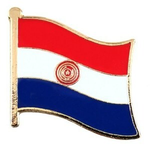 ピンバッジ◆パラグアイ 国旗デラックス薄型キャッチ付き 三色旗 ピンズ PARAGUAY FLAG ピンバッチ タイタック