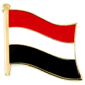 ピンバッジ◆イエメン 国旗デラックス薄型キャッチ付き 赤白黒 ピンズ YEMEN FLAG ピンバッチ タイタック