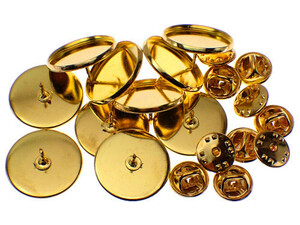 ピンバッジの針カボション用ピンズ製作10本組キャッチ留金付18mm金色