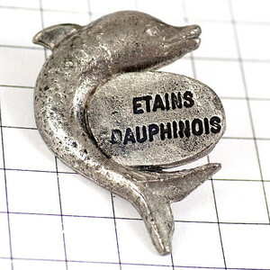  pin badge * silver color. dolphin sea pig pyu-ta- made * France limitation pin z* rare . Vintage thing pin bachi