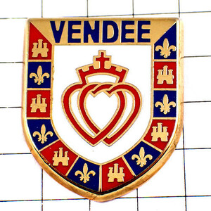 ピンバッジ・ヴァンデ県ハートの紋章◆フランス限定ピンズ◆レアなヴィンテージものピンバッチ