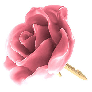 ピンバッジ◆イビス ピンク色 バラの花 ばら ローズ 薔薇 ピンズ ピンバッチ 留め金バタフライ型キャッチ付 プラスチック製
