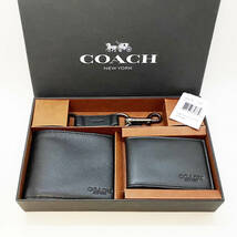 新品未使用！★コーチ COACH 財布 / パスケース / キーリング 3点セット F64118★極美品 ケース付き ブラック 黒 プレゼント FF10ZN10FKB_画像1