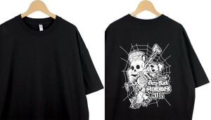 ポッキリSALE ALSTYLE クルーネック 半袖バックプリントTシャツ ドクロTシャツ スカル メンズ US-2XLサイズ ブラック系 hs-8551