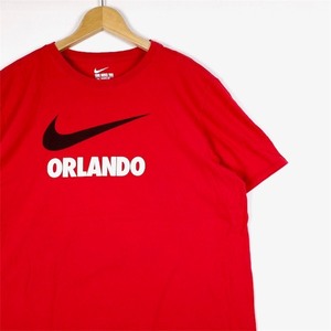 NIKE ナイキ クルーネック半袖プリントTシャツ メンズUS-XLサイズ レッド スウォッシュ スウッシュ ビッグサイズ t-2241n