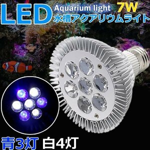 7W 青3 白4灯 水槽照明 アクアリウムライト 水草 植物育成 海水 LEDライト スポットライト