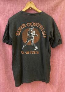 ヴィンテージ 70s エルヴィスコステロ Elvis Costello PLT パキ綿 パブ ロック パンク バンド ツアー Tシャツ Dr.Feelgood T Bone Burnett