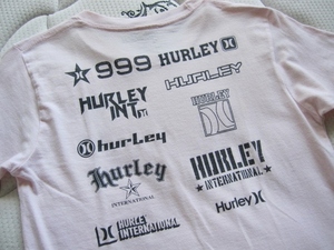 お洒落 HURLEY Tシャツ 薄ピンク 半袖 しっかりコットン100%素材 T-shirt ブランド ロゴ Hurley 半袖 Brand ハーレー トップス レア 得 特