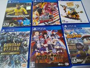 PS4 人気 ソフト 6本セット フェアリーテイル ワンピース ガンダムバーサス プレミアム パワプロ ウイイレ ロケットアリーナ