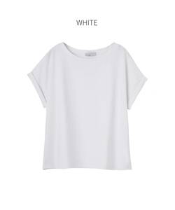 ■【STYLE DELI】【理想的ハリ感の】袖口折り無地Tシャツ／ホワイト・F(フリーサイズ)