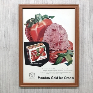 ■即決◆1951年(昭和26年) Meadow Gold メドーゴールド アイスクリーム【B4-7635】アメリカ ビンテージ雑誌広告【B4額装品】当時物★同梱可