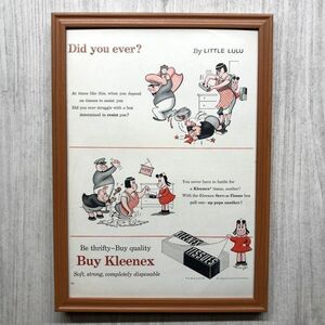 ◆即決◆1940年代 Kleenex クリネックス ティッシュ リトル ルル【B4-5418】アメリカ ビンテージ雑誌広告【B4額装品】当時本物広告★同梱可