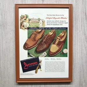 ◆即決◆1947年(昭和22年) Jarman Shoes ジャーマン シューズ 紳士靴【B4-5204】アメリカ ビンテージ雑誌広告【B4額装品】当時物 ★同梱可