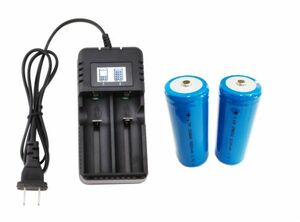 18650 26650 充電池用 急速充電器 2本充電対応 液晶画面付き 充電状態確認可能 Li-ion充電池対応 3.6/3.7/4.2V対応可 充電器単品販売(0)