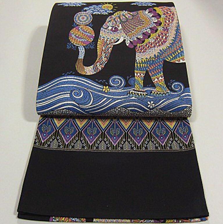 純正入荷 逸品袋帯 とみや織物謹製 パズル象さん柄 全通 リバーシブル
