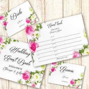 ゲストブック ピンクローズ 花 フラワー 薔薇