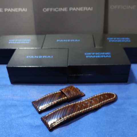 OFFICINE PANERAI 正規 オフィチーネ パネライ 純正 茶 革 brown カーフ リバー ストラップ ベルト BA 尾錠 ピン バックル 24 / 22 mm used