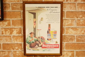 バドワイザー 復刻広告 B4 額縁 セット ◆ Budweiser ビール 1951 B4-282