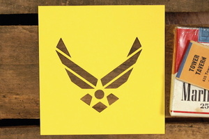USエアフォース 新ロゴ ステンシル 型紙 3インチ ◆ USAF 空軍 ロゴ 羽根