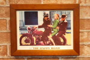 THE HAPPY ROAD バイクに3人乗り 映画 ミニポスター B5 額入り ◆ 複製記事 FB5-33
