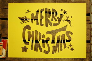 メリークリスマス 紙製 ステンシルシート ◆サンタクロース 大