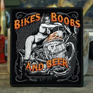  sexy прекрасный женщина . мотоцикл вышивка нашивка * пиво BOOBS patch HLPA3730