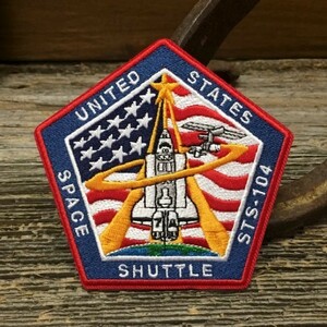 NASA スペースシャトル 刺繍 ワッペン ◆ ミッション STS-104 航空宇宙局 JHWP41