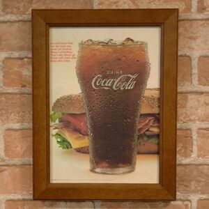 コカコーラ グラス ＆ サンド ミニポスター B5 額入り ◆ 複製広告 Coca-Cola COKE FB5-124
