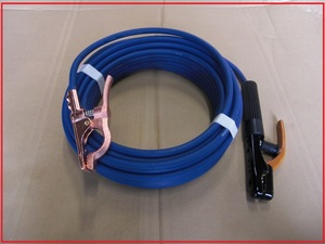 溶接 キャブタイヤケーブル 安全ホルダー側10m アースグリップ側10m トータル20m セット ジョイントなし 青