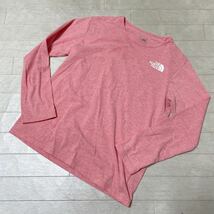 2724★ THE NORTH FACE ザノースフェイス 長袖 Tシャツ カットソー プリント 150 キッズ ジュニア ピンク_画像1