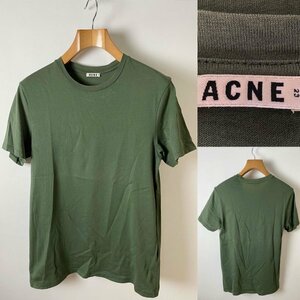 ★【送料無料】USED品 国内正規品 トルコ製 ACNE MEASURE AW13 アクネ コットン100% クルーネック 無地 カットソー Tシャツ 半袖 M