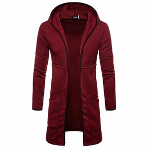メンズ新スタイル秋冬コート暖かいトレンチ新ファッションロングオーバーカジュアルな固体カーディガン