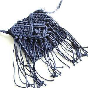  pochette resort manner fringe attaching braided braided ( navy )