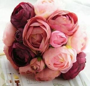  искусственный цветок роза букет большой маленький. цветок ( вино × розовый )
