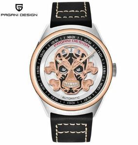 PAGANI DESIGN 日本未発売 スカル メンズ 腕時計 スケルトン（シルバーゴールド）人気デザイン