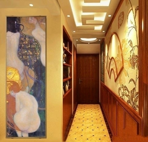 Panel de arte pintura interior colgante de pared tienda exhibición obra maestra mundial Klimt tamaño extra grande vertical 120 cm cartel artístico producto terminado con marco de madera, Obra de arte, Cuadro, otros