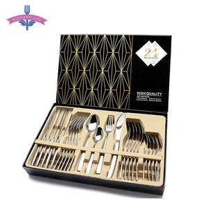 24 piece tableware set high class mirror grinding stainless steel steel cutlery set spoon / knife attaching gift box 
