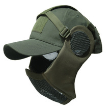 TAK YYYING Airsoftのペイントボールのマスクの耳の保護が付いている戦術的な折り畳み式の網のマスク　迷彩グリーン_画像5