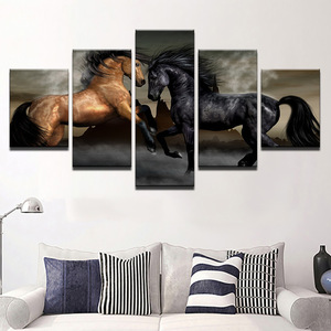 プリントポスター壁モジュラー絵、現代絵画 5 パネル動物馬キャンバス芸術家装飾