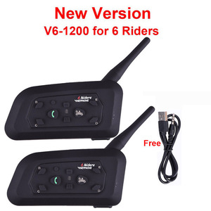 Fodスポーツ 2 pcs V6 Pro オートバイ ヘルメット Bluetooth ヘッドセット Intercom 6 Riders 1200M