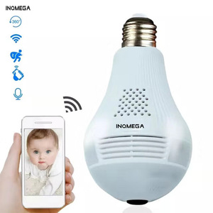 INQMEGA 360 times Led light 960/720p wireless panorama camera Home security Lan Cctv lamp lamp IP camera 