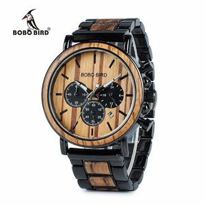 ボボ鳥木製腕時計男性 ERKEK KOL SAATI 高級スタイリッシュ木製時計クロノグラフミリタリークォーツ腕時計木製ギフ