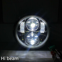 ハーレー 車検対応 LED エンジェルリング DRL付きヘッドライト ホワイト6000K HI / LOW IP67防水 5 3/4インチ_画像4