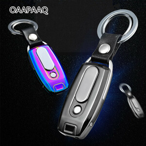 USB rechargeable electron lighter turbo lighter LED light key holder travel camp high King picnic mountain climbing barbecue 