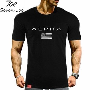 ALPHA★Tシャツ 米レッド M/筋トレ/sport/training/服/GYM SHARK/wear/アンダーアーマー/ボディビル/ゴールドジムなど好きな方