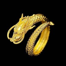 メンズ 海外人気 豪華 指輪 リング 極上質 テリ抜群 ゴールド ドラゴン 龍 竜 黄金 サイズ調節可_画像3