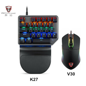 MOTOSPEED K27＋ V30セット　片手機械式コンピュータ 　PC 　PUBG 　ゲーミングキーボード 27 　キー有線 USB