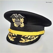 軍帽子 米国軍 米軍 海軍 将官 キャプテン 制帽 帽章付 アメリカ軍 レプリカ 複製 ハロウィン クリスマス_画像5