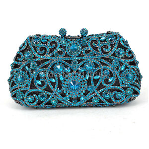  lady's high class party bag clutch Eve person g bag rhinestone wedding Kirakira biju- jewelry 2way new goods on goods blue blue 